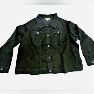 DG2 Diane Gilman Women's Denim Jacket Black with Silver Buttons Size 2X NWT